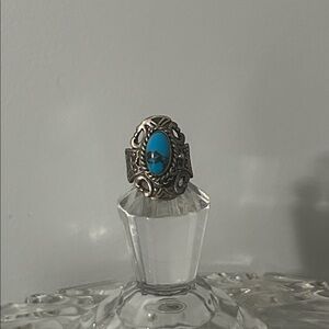 Mexico sterling silver turquoise poison ring